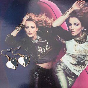 Heart Gold Ying Yang Dangle Earrings Charm Women Fashion Casual Formal Jewelry